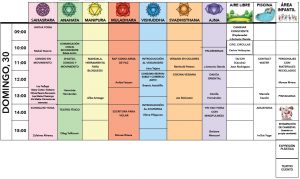 Programación de talleres y actividades del domingo 30